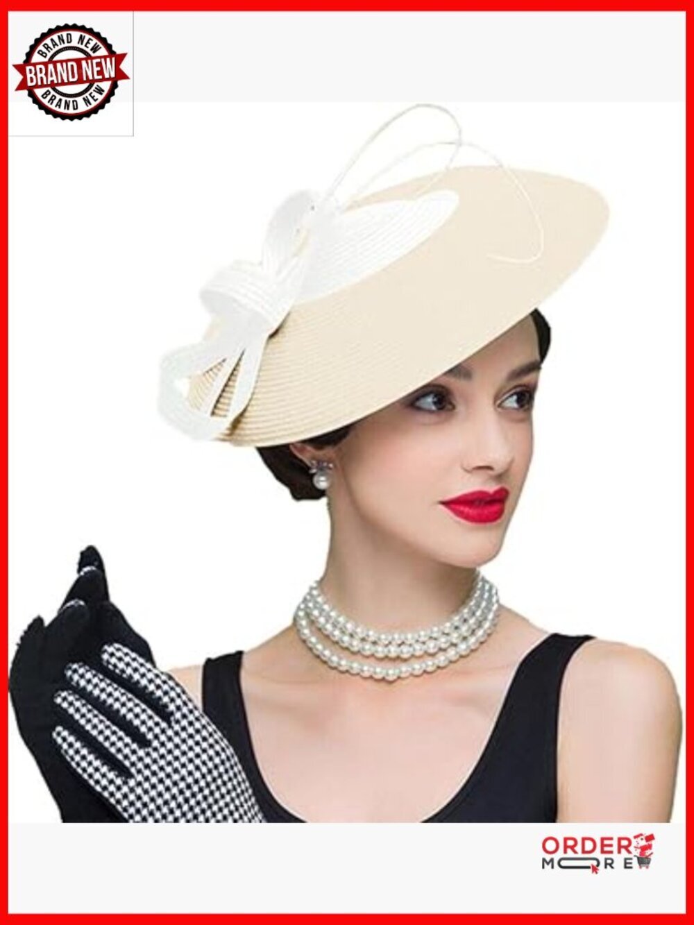Vintage Straw Fedora Wide Brim Hat Convertible Fascinator Headband Adjustable